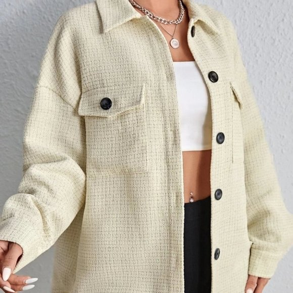 Casual Comfy Plaid Print Flap Pocket Overcoat Jacket Shacket Coat - Picture 4 of 10